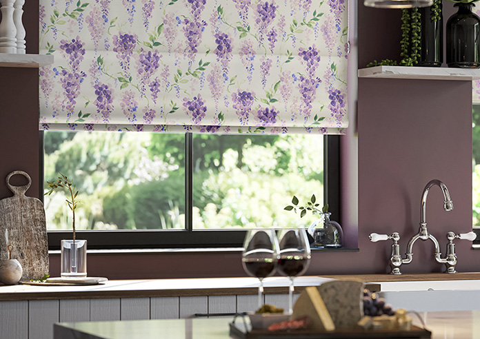 Wisteria Silk, Violet - Motorised Roman Blind - Image 5